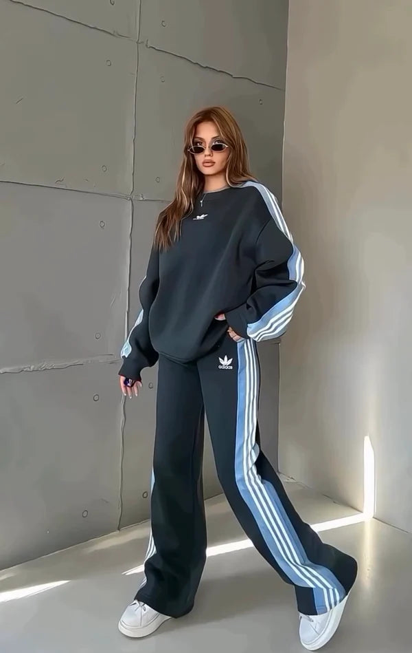CH 615 - Side Stripe Printed Tracksuit -CLEVERCLOTHER