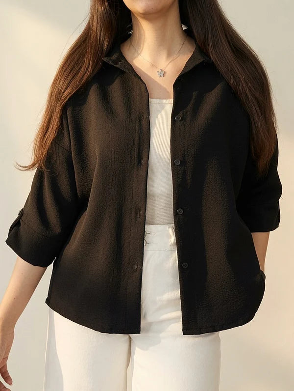CH - 6099- Relaxed Button-Down Shirt Cleverclother