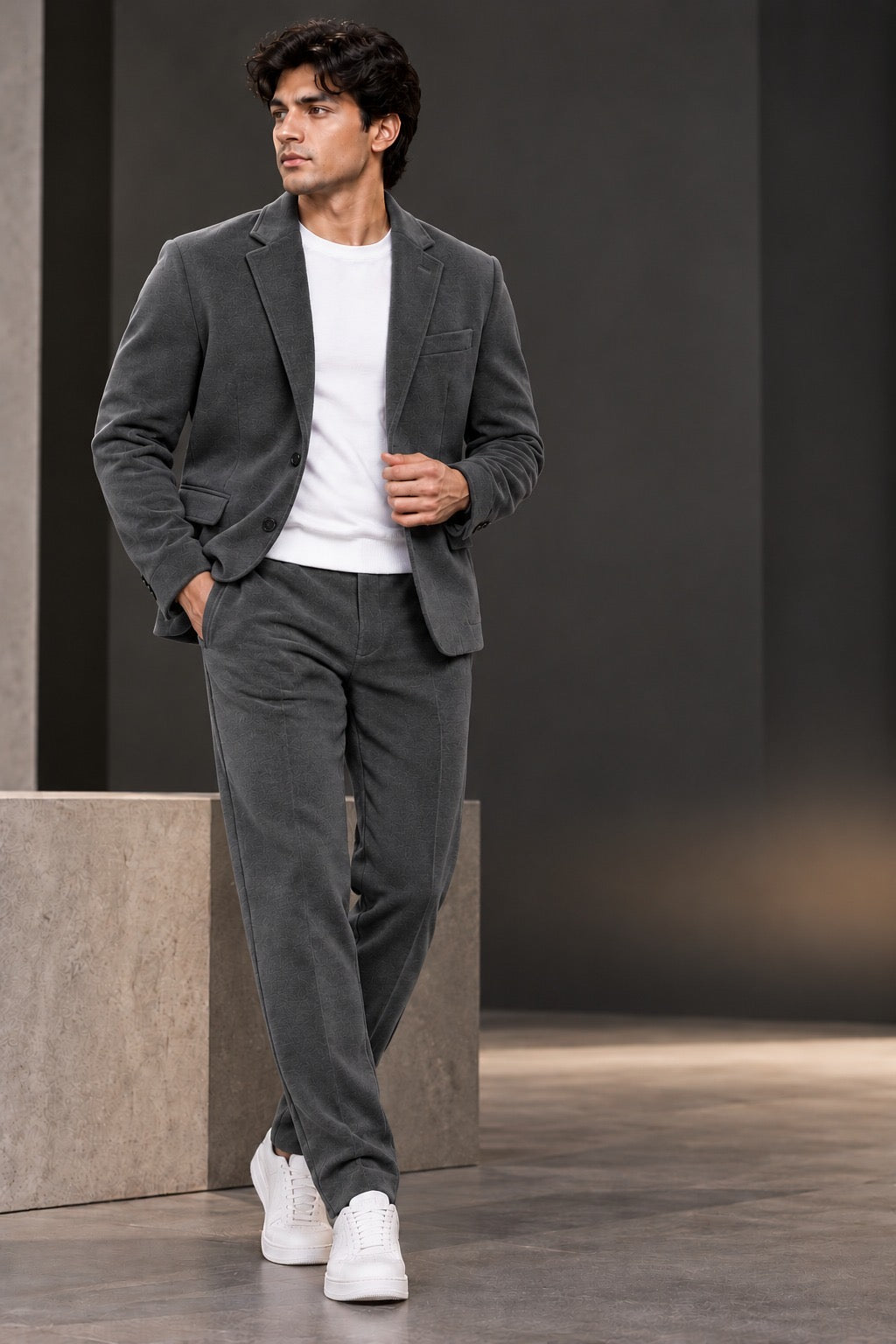 The Luxe Co-Ord Suit – Premium Fleece Blazer T-SHIRT & Trouser Set LI 180