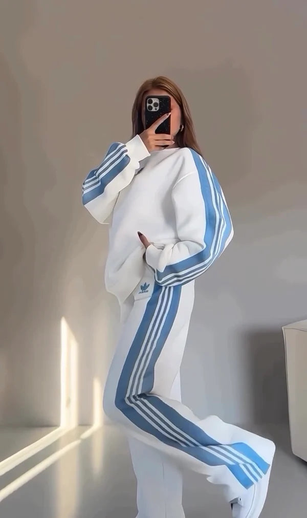 CH 615 - Side Stripe Printed Tracksuit -CLEVERCLOTHER