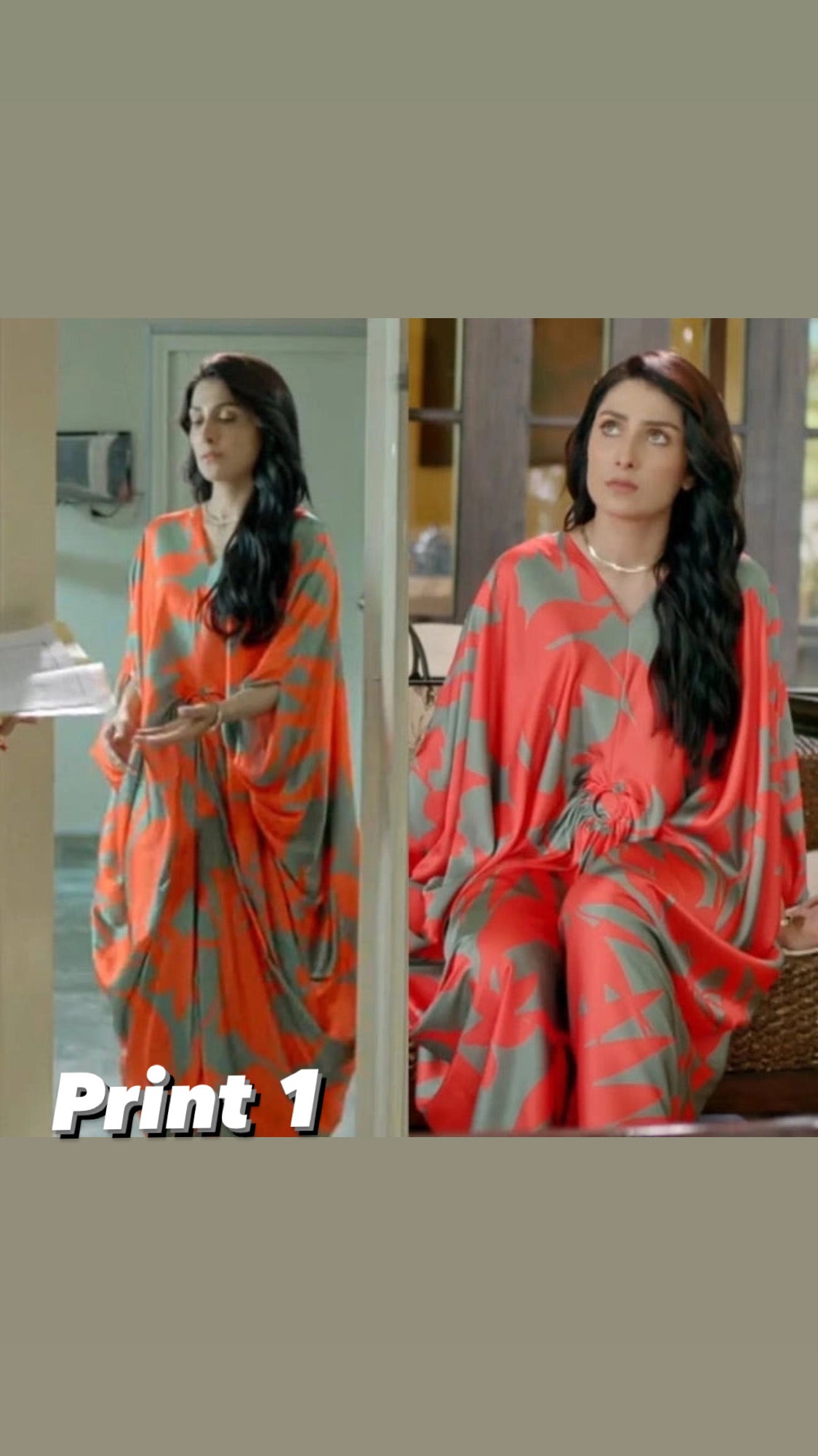 Long Printed Silk Kaftaan CH 407