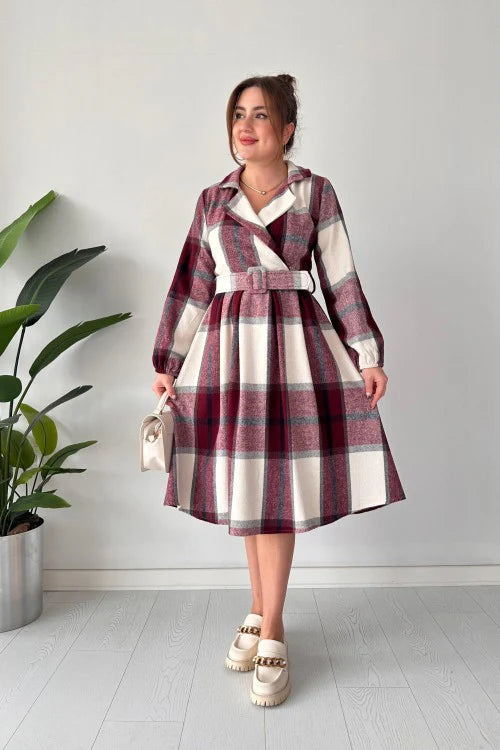 CH 489 Cc Coat Style Collared Tile Dress