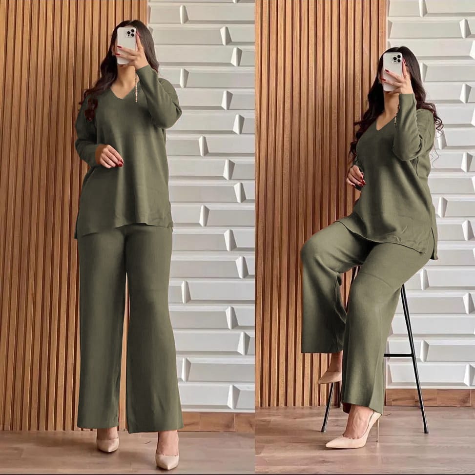 2 Pcs V Neck Winter Outfit LY-0017