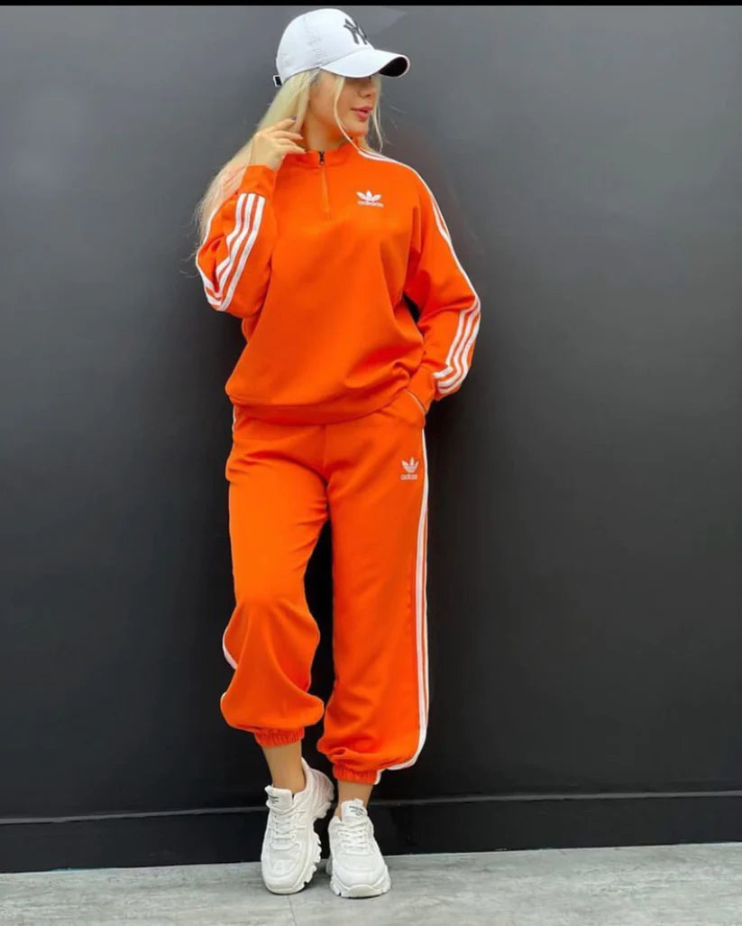 Embroidery Side Stripe Fleece Tracksuit CH 403