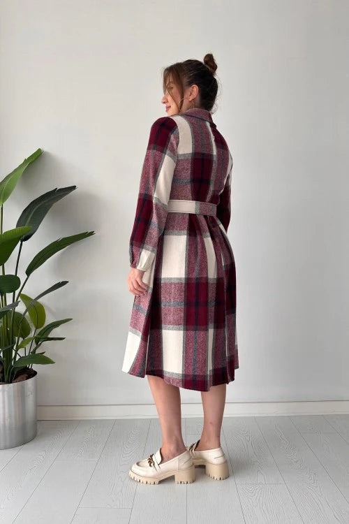 CH 489 Cc Coat Style Collared Tile Dress