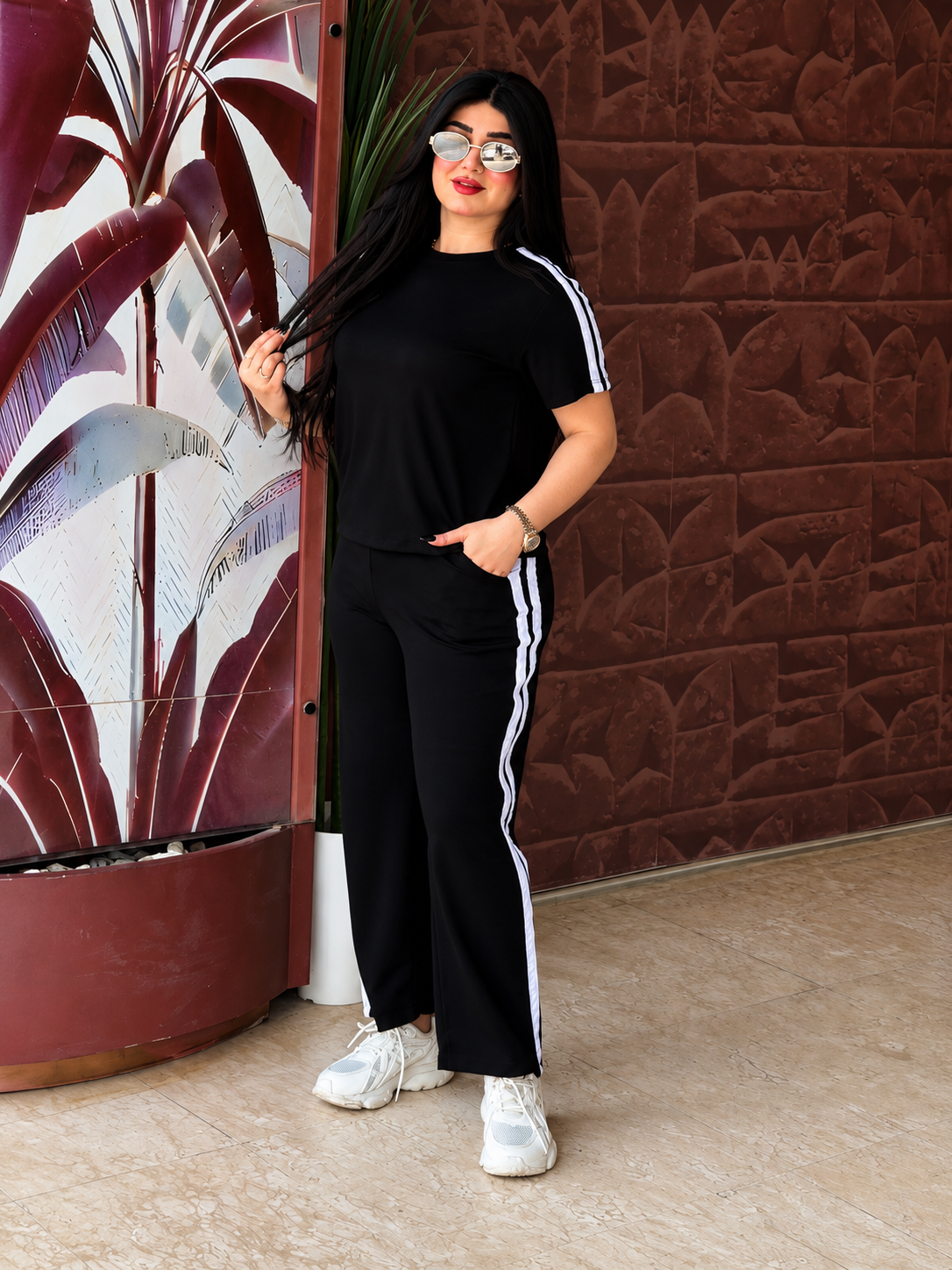 Cc Womens Stripe Luxe Line Co-Ord Set