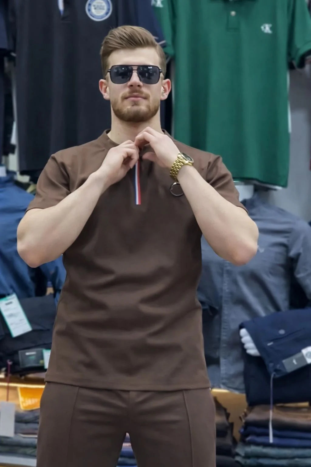 LI-76 Cc  NEW Summer Zipper NECK TRACKSUIT