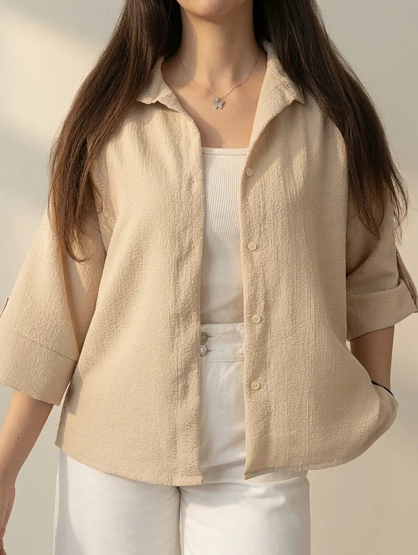 CH - 6099- Relaxed Button-Down Shirt Cleverclother