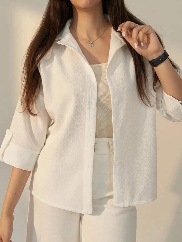 CH - 6099- Relaxed Button-Down Shirt Cleverclother