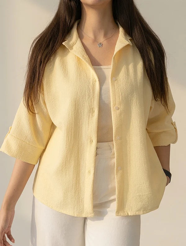 CH - 6099- Relaxed Button-Down Shirt Cleverclother