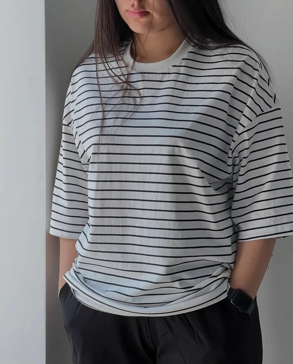 CH - 6093- Essential Striped Oversized Tee