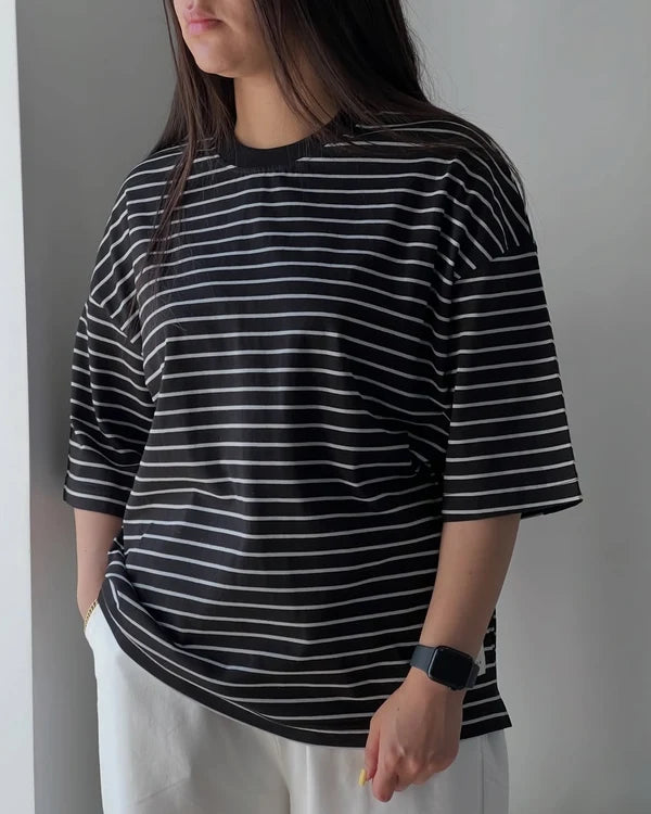 CH - 6093- Essential Striped Oversized Tee