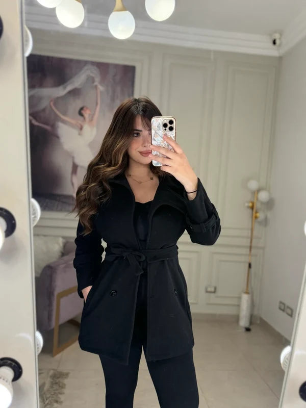 CH - 614 Women’s Stylish Fleece Twin Set – Short Jacket & Inner Outfit -CLEVERCLOTHER