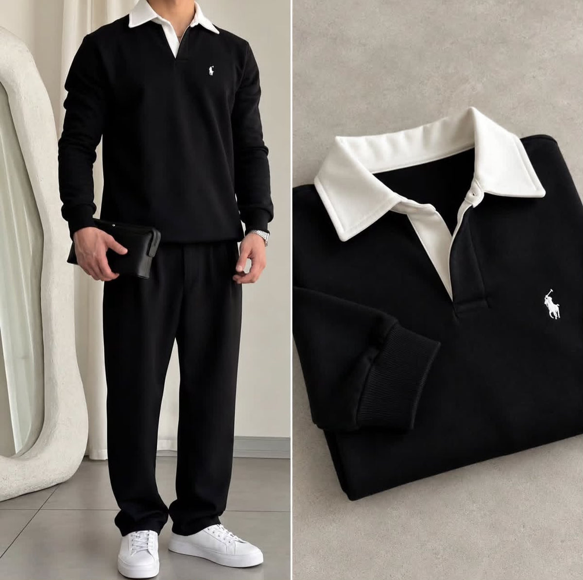 LI 184 CC Noir Luxe — Premium Fleece Collar Co-Ord Set