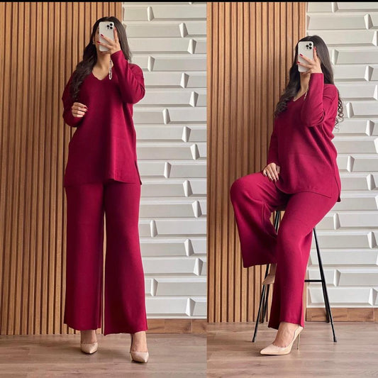 2 Pcs V Neck Winter Outfit LY-0017