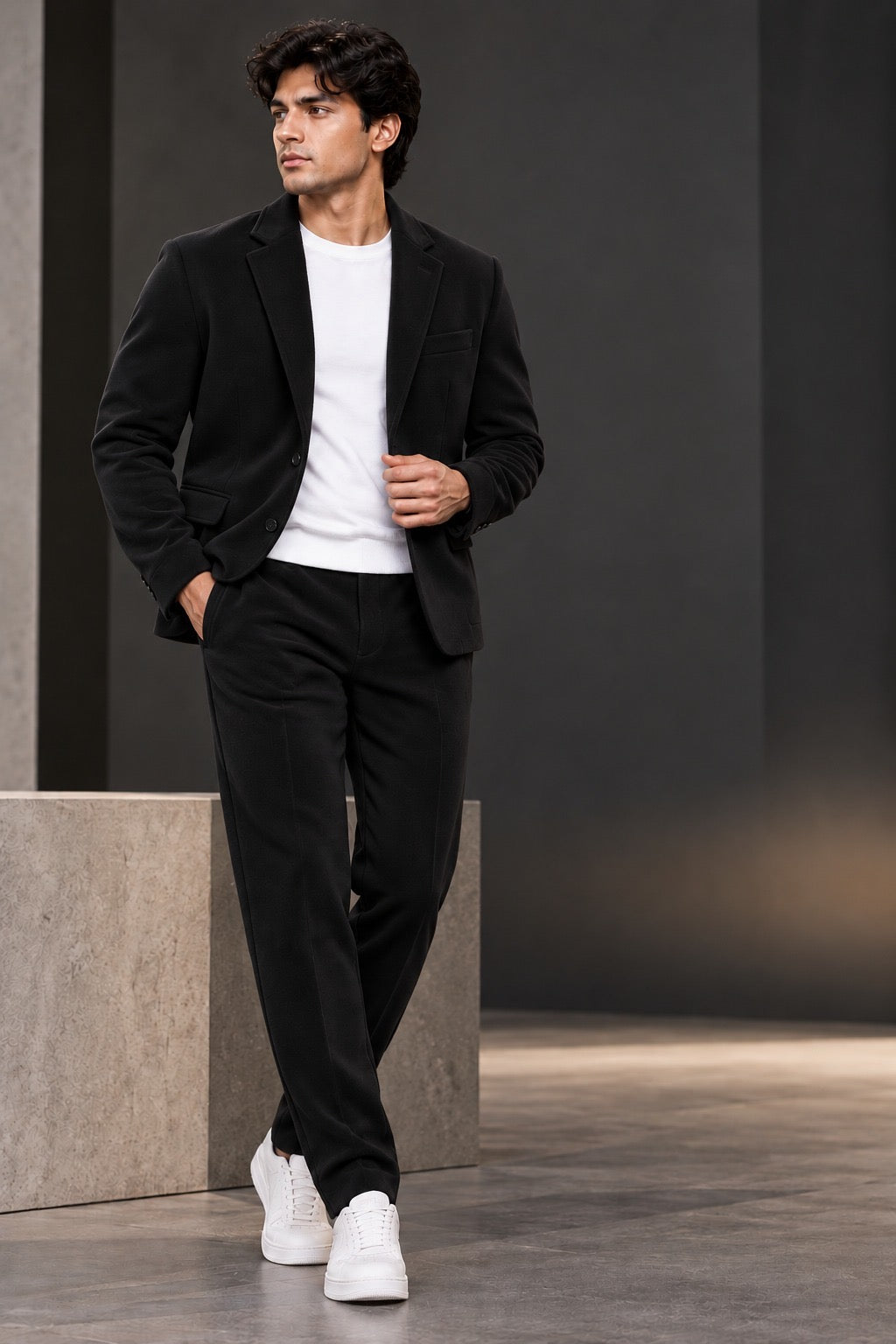 The Luxe Co-Ord Suit – Premium Fleece Blazer T-SHIRT & Trouser Set LI 180