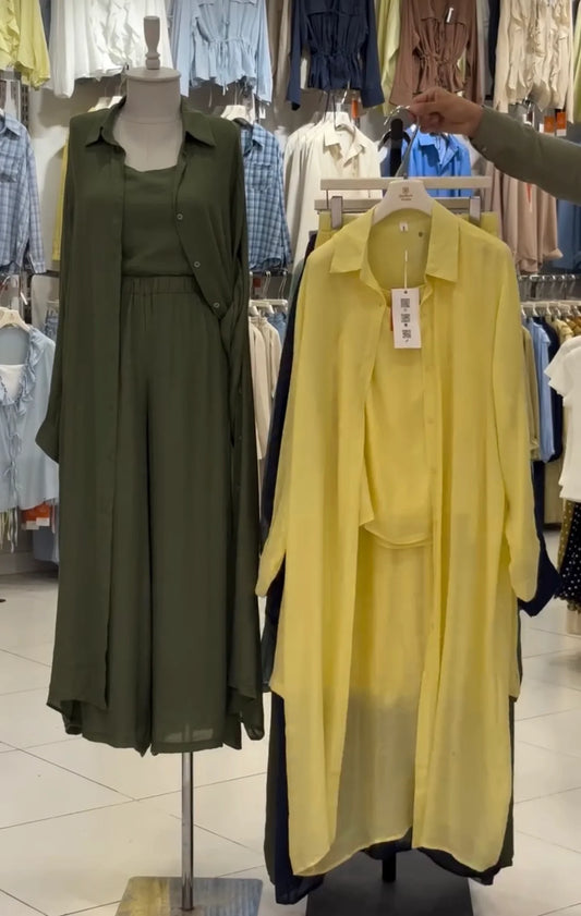 CH-6103 3 Pcs Breeze Linen Crinkle Co-Ord Set