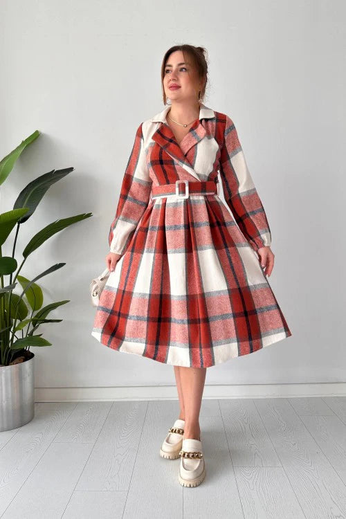 CH 489 Cc Coat Style Collared Tile Dress