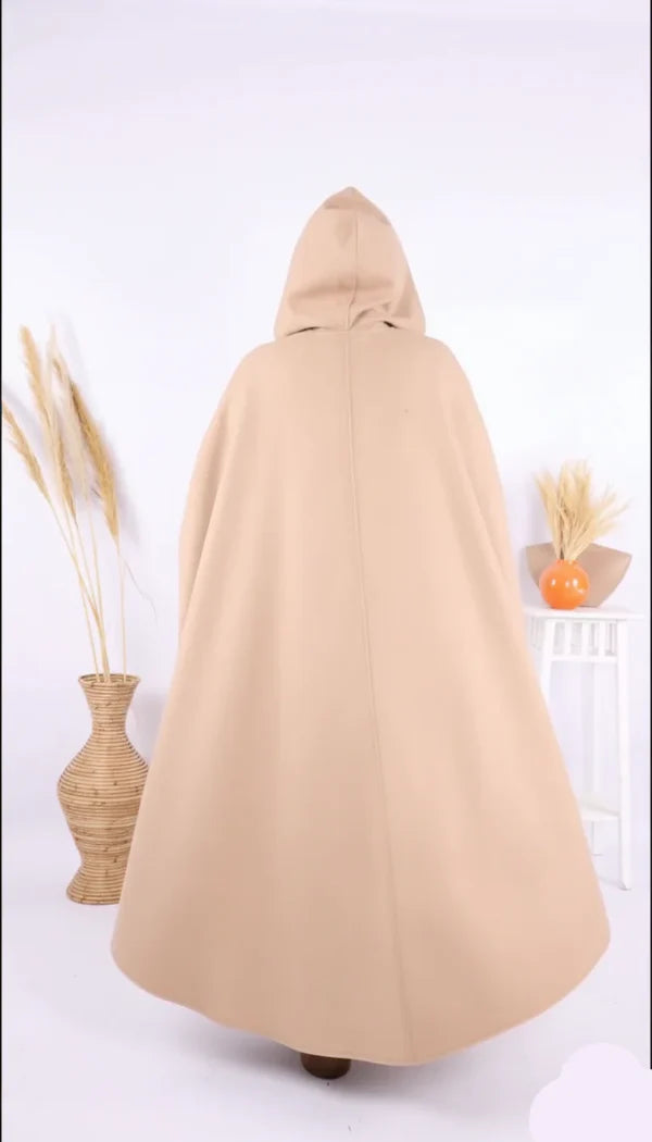 Ch 591 CleverClother Long hooded Button Windbreaker Cloak