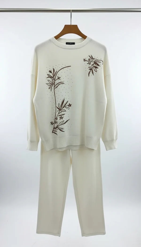 CH 596 - Floral Printed Warm Fleece Co-ord Set -Cleverclother
