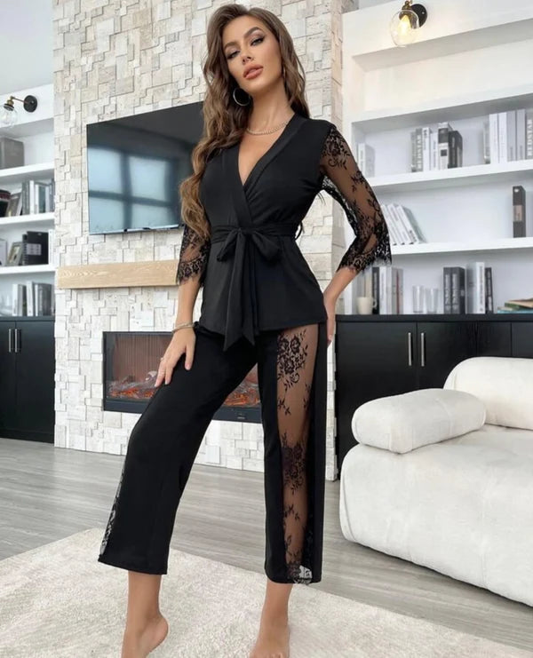 P-74 | Lace Whisper 2-Piece Elegance Set -CLEVERCLOTHER