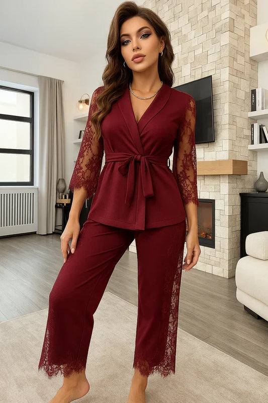 P-74 | Lace Whisper 2-Piece Elegance Set -CLEVERCLOTHER