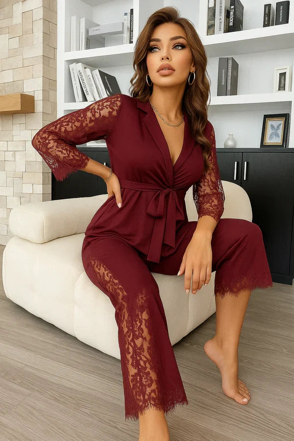 P-74 | Lace Whisper 2-Piece Elegance Set -CLEVERCLOTHER