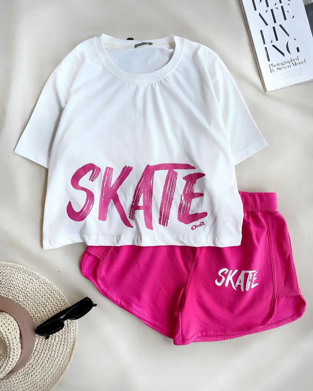 CH 444 Spring Vibes Colorful Skate Printed Top & Boxer Set