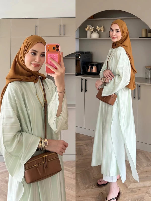 CH - 6119 - Striped Silk Outfit |CLEVERCLOTHER