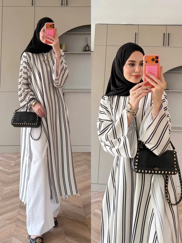 CH - 6119 - Striped Silk Outfit |CLEVERCLOTHER