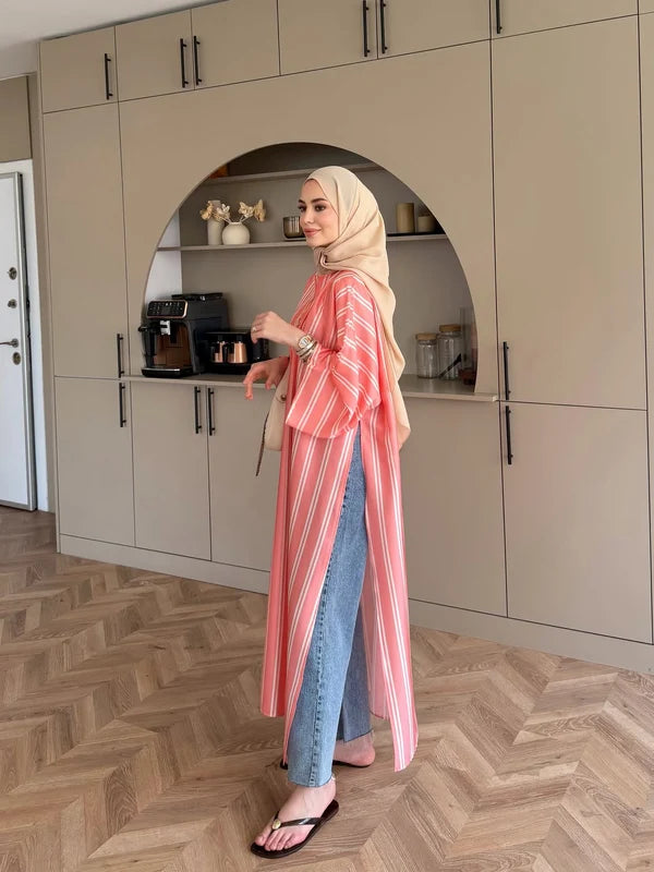 CH - 6119 - Striped Silk Outfit |CLEVERCLOTHER
