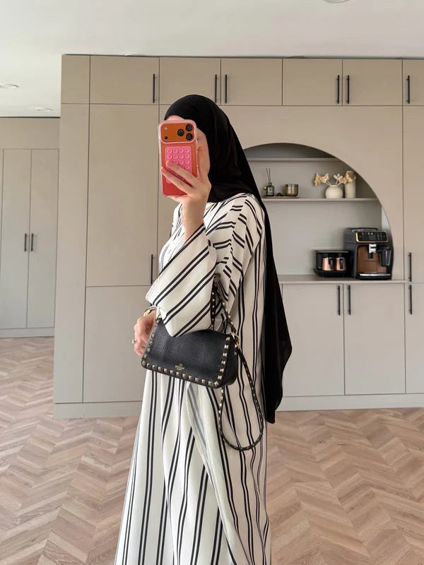 CH - 6119 - Striped Silk Outfit |CLEVERCLOTHER