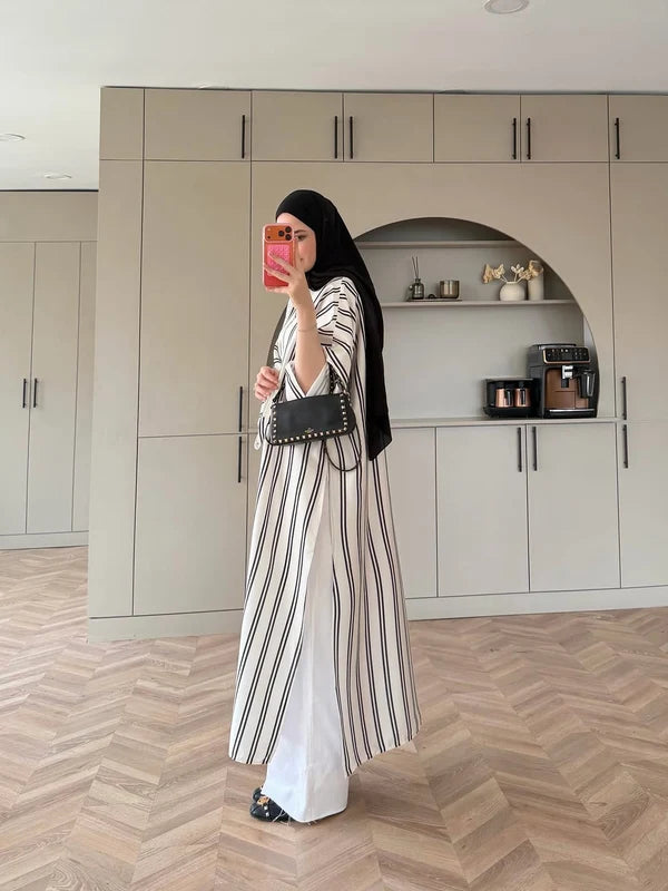 CH - 6119 - Striped Silk Outfit |CLEVERCLOTHER