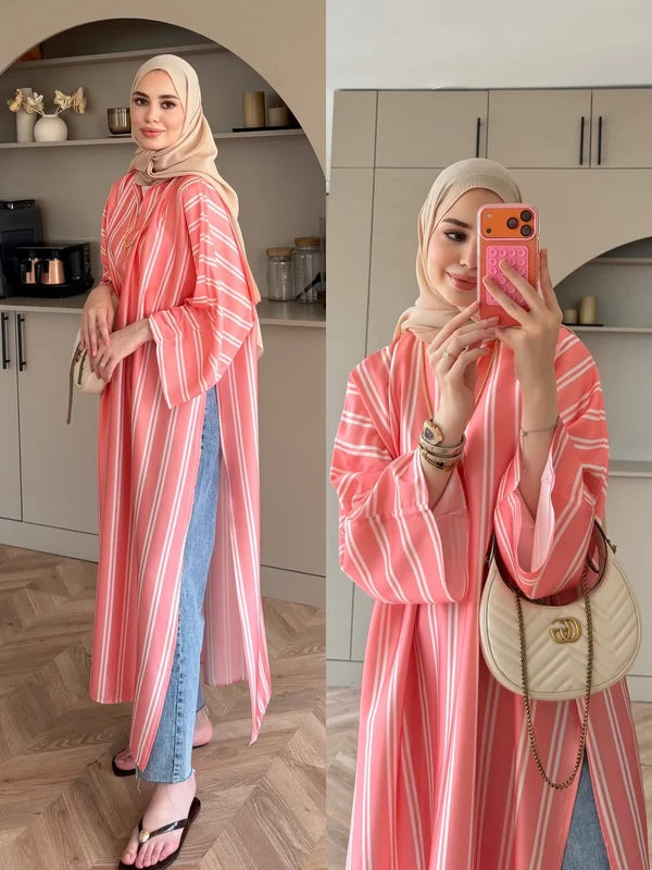 CH - 6119 - Striped Silk Outfit |CLEVERCLOTHER