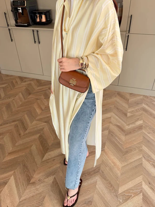 CH - 6119 - Striped Silk Outfit |CLEVERCLOTHER
