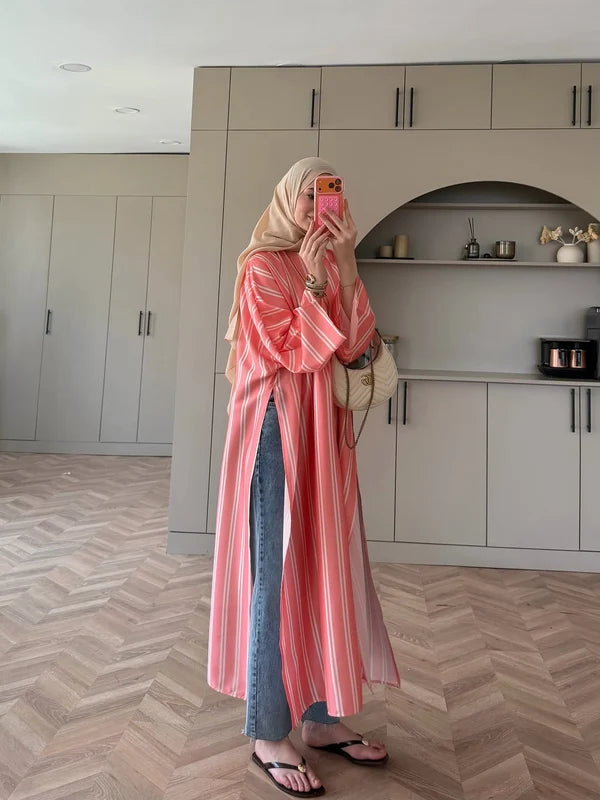 CH - 6119 - Striped Silk Outfit |CLEVERCLOTHER