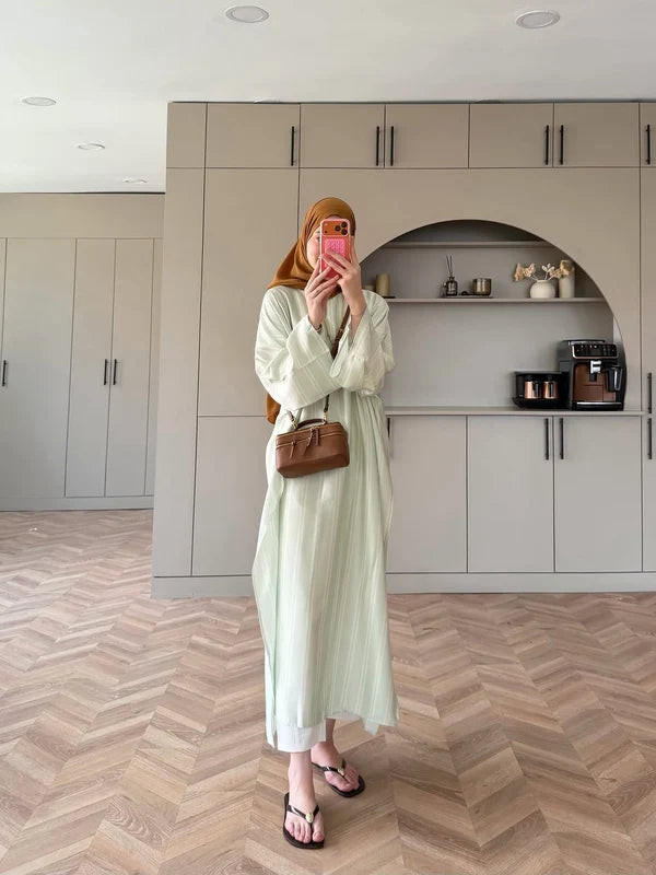 CH - 6119 - Striped Silk Outfit |CLEVERCLOTHER