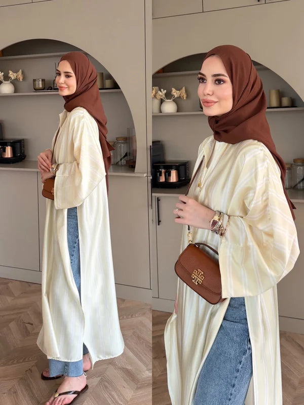 CH - 6119 - Striped Silk Outfit |CLEVERCLOTHER