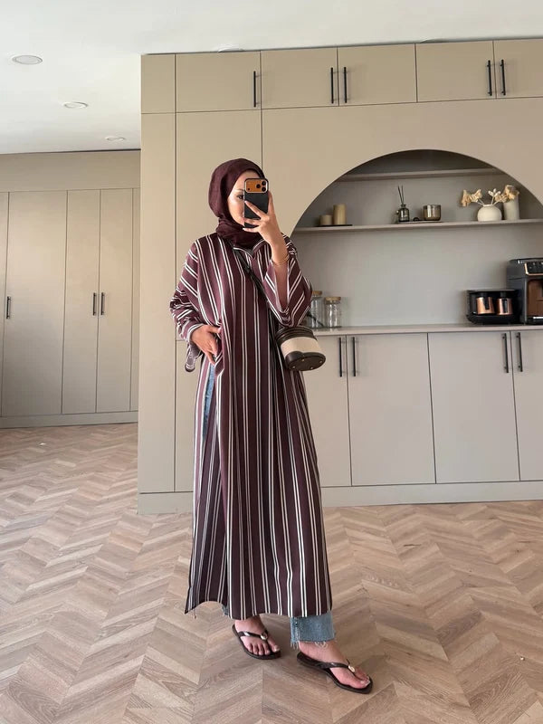 CH - 6119 - Striped Silk Outfit |CLEVERCLOTHER