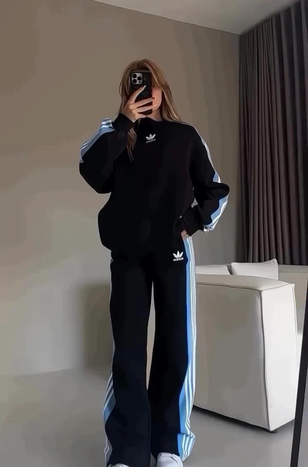 CH 615 - Side Stripe Printed Tracksuit -CLEVERCLOTHER