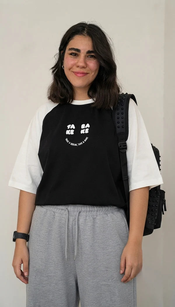 CH - 6097- Two-Tone Graphic Tee |Cleverclother