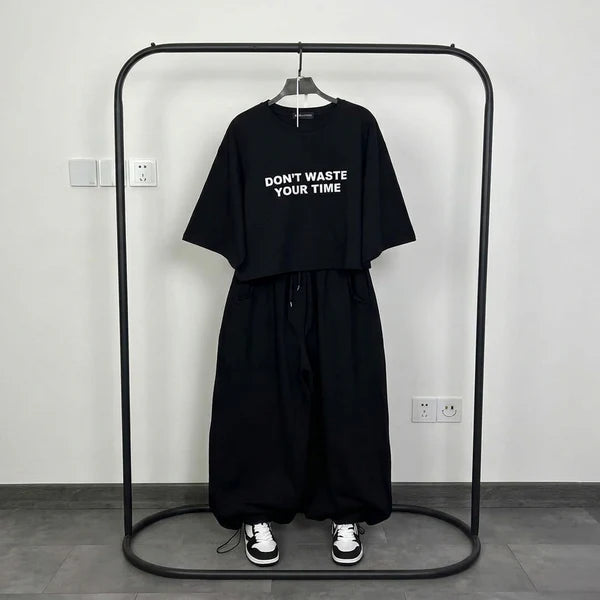 Ch - 6058 - Oversized Short Tee & Trouser Set |CLEVERCLOTHER