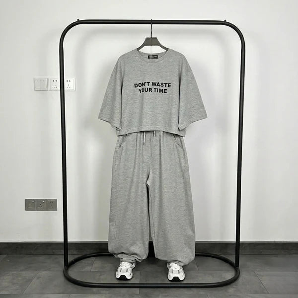 Ch - 6058 - Oversized Short Tee & Trouser Set |CLEVERCLOTHER