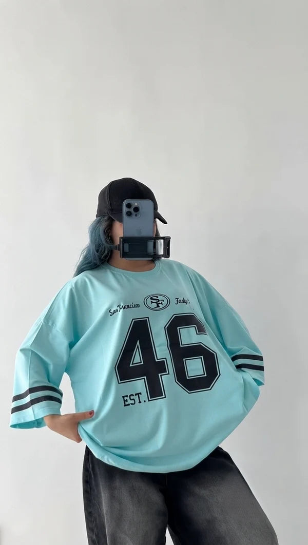 CH - 6091 - Varsity Oversized Graphic Tee |CLEVERCLOTHER