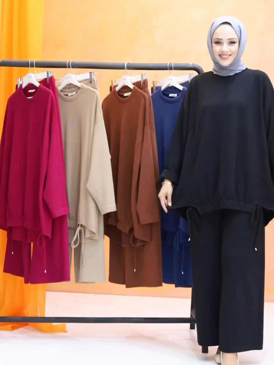 CH # 511 Drop Shoulder Long Loose Winter Fleece Co ords set