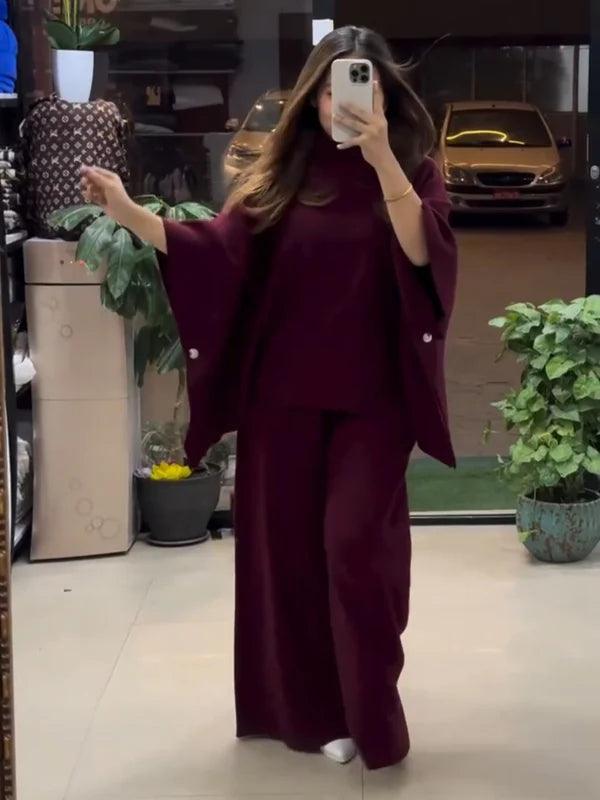 Ch  528 Poncho flare top with trouser winter fleece co ords LIMITED EDITION