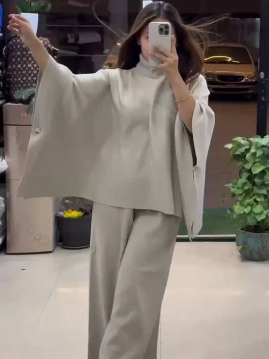 Ch  528 Poncho flare top with trouser winter fleece co ords LIMITED EDITION