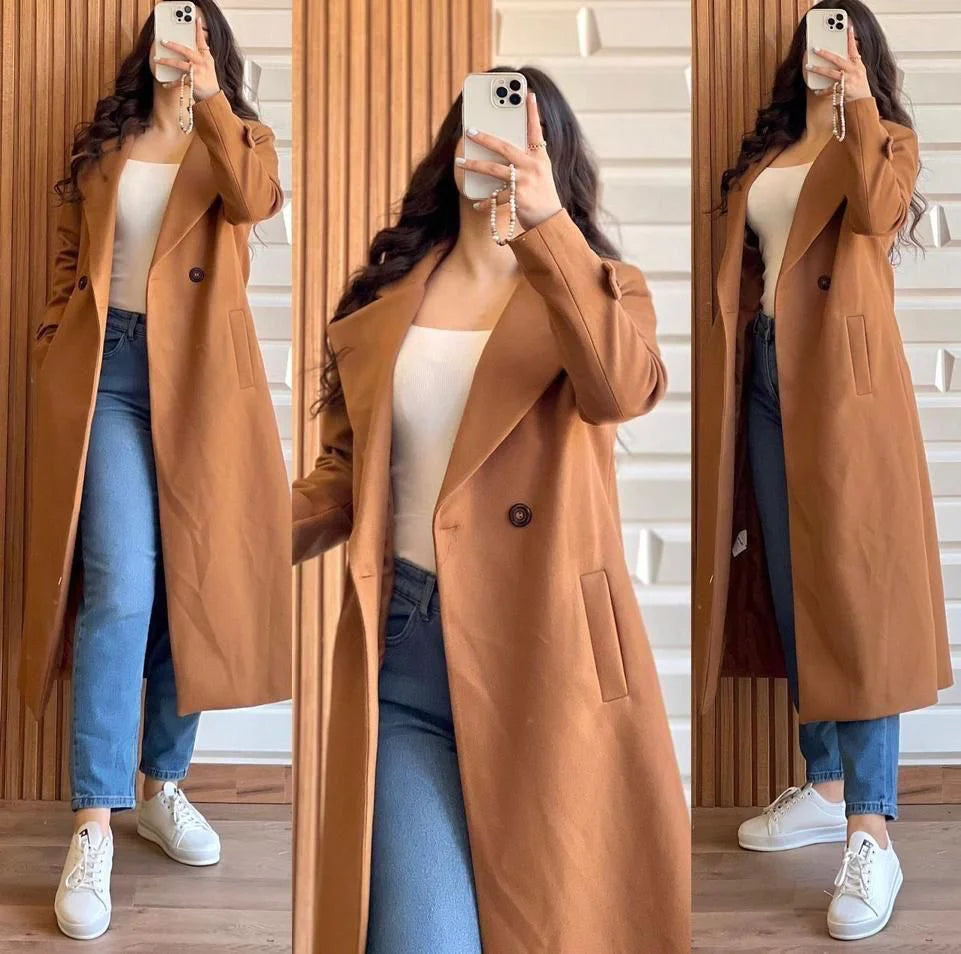 Cc Long Fleece Trench Coat For Women's LY 0023