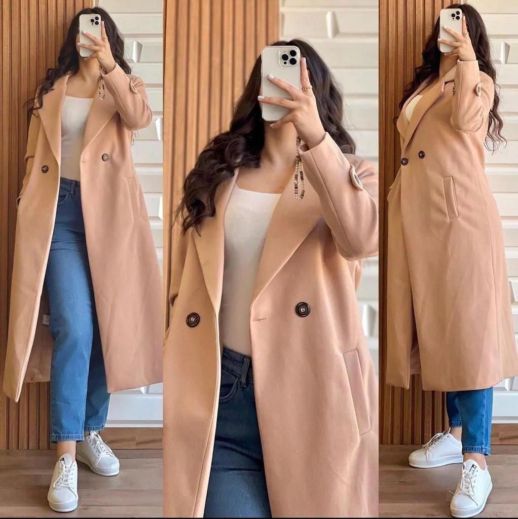 Cc Long Fleece Trench Coat For Women's LY 0023