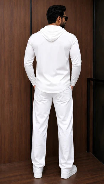 Cleverclother| Men's Linen Look Hooded Shirt Co-Ord